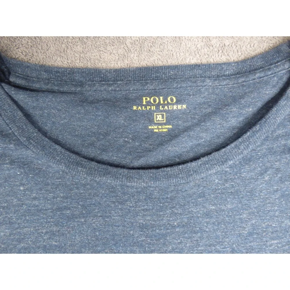 Polo Ralph Lauren Mens XL Blue Heathered Long Sleeve Pocket T-Shirt Pony Logo